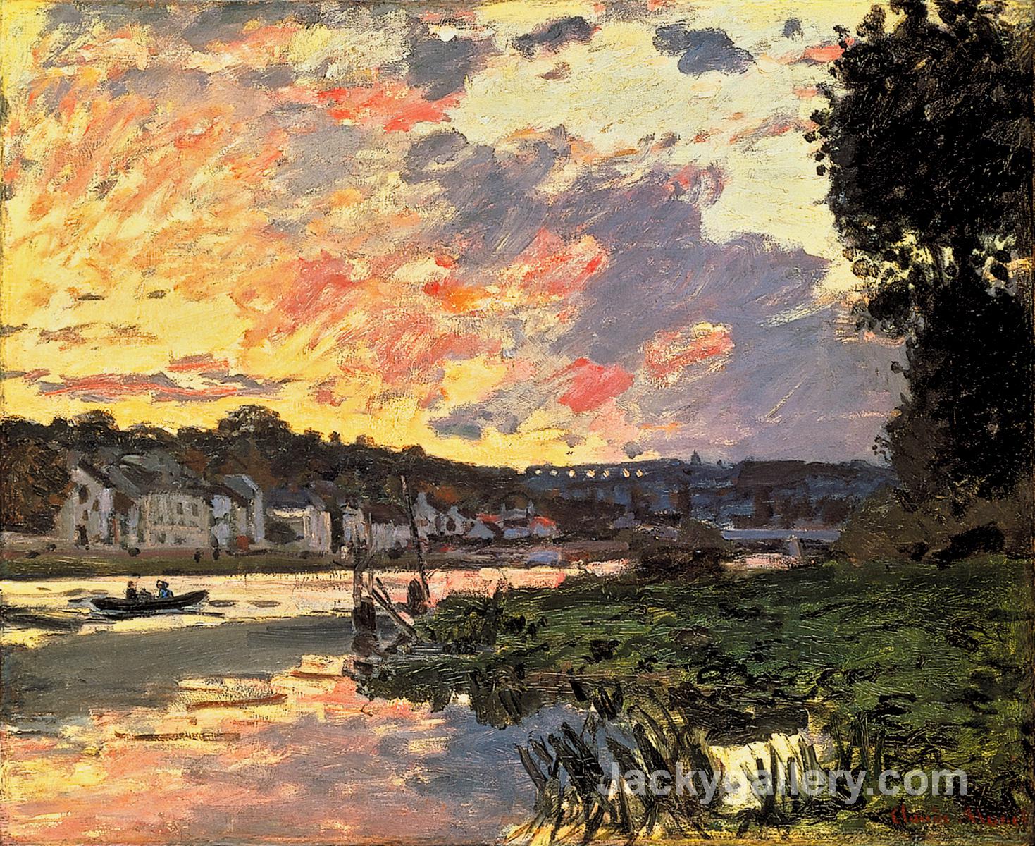 The Seine at Bougival in the Evening by Claude Monet paintings reproduction